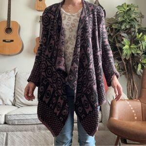 Knox Rose Purple and Black Cascading Cardigan